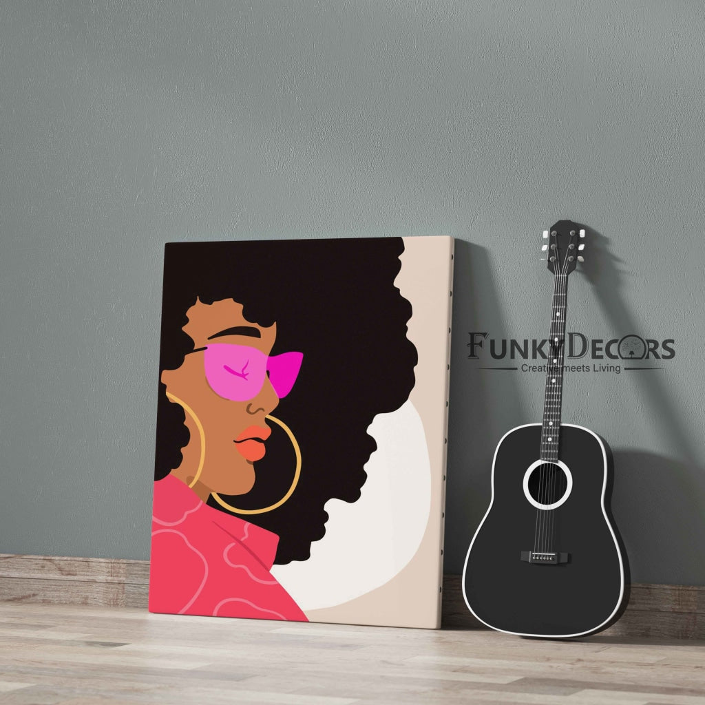 Curly Afro Girl Portrait Art Frame For Wall Decor- Funkydecors Posters Prints & Visual Artwork