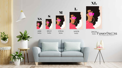 Curly Afro Girl Portrait Art Frame For Wall Decor- Funkydecors Posters Prints & Visual Artwork