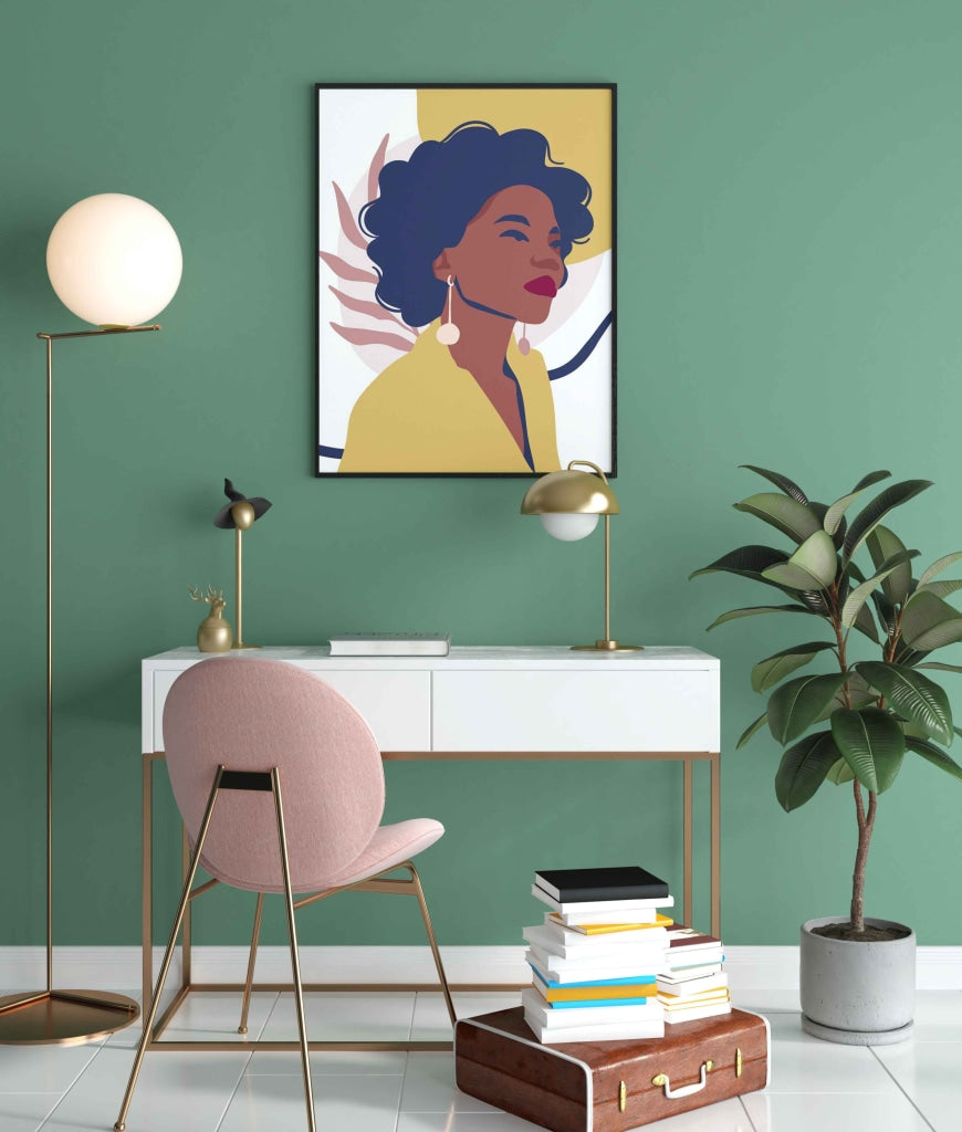 Curly Afro Girl Portrait Art Frame For Wall Decor- Funkydecors Xs / Black Posters Prints & Visual