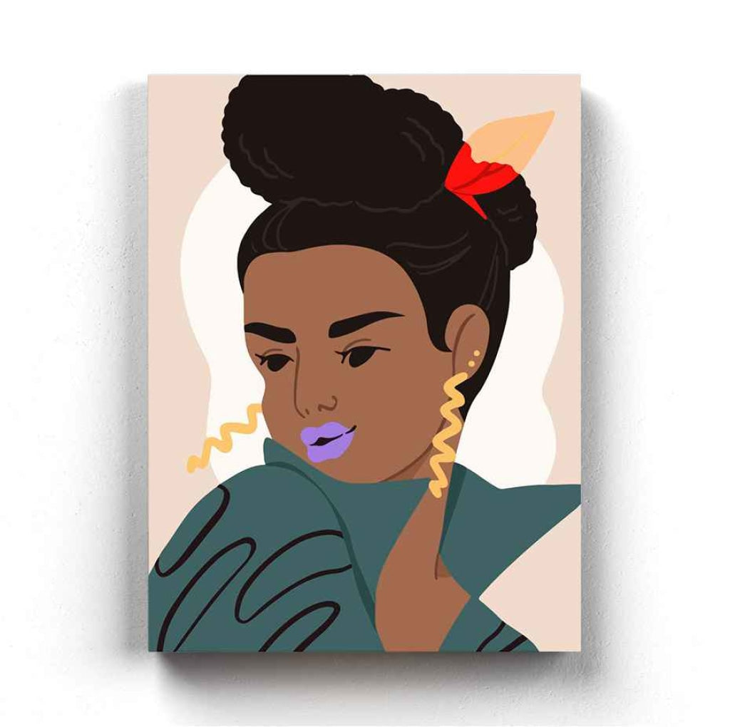 Curly Afro Girl Portrait Art Frame For Wall Decor- Funkydecors Xs / Canvas Posters Prints & Visual