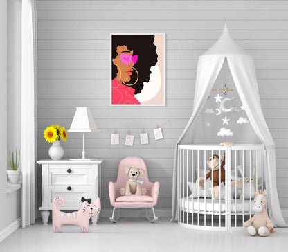Curly Afro Girl Portrait Art Frame For Wall Decor- Funkydecors Xs / White Posters Prints & Visual