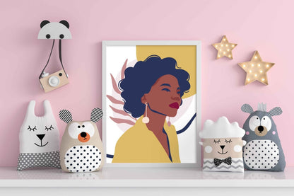 Curly Afro Girl Portrait Art Frame For Wall Decor- Funkydecors Xs / White Posters Prints & Visual