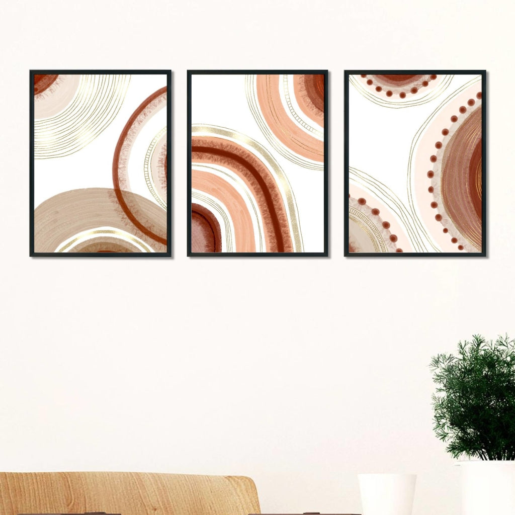 Curves -Geometric 3 Panels Art Frame For Wall Decor- Funkydecors Xs / Black Posters Prints &amp; Visual