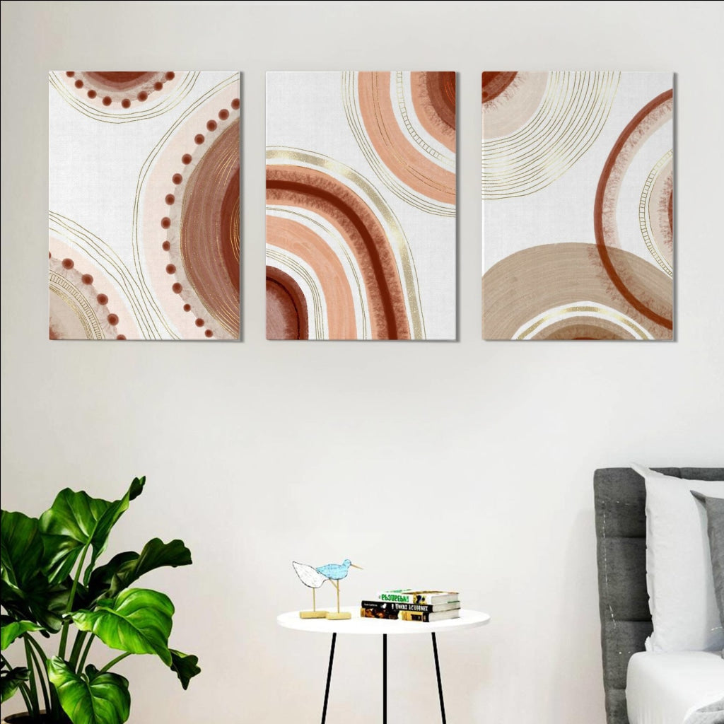 Curves -Geometric 3 Panels Art Frame For Wall Decor- Funkydecors Xs / Canvas Posters Prints & Visual