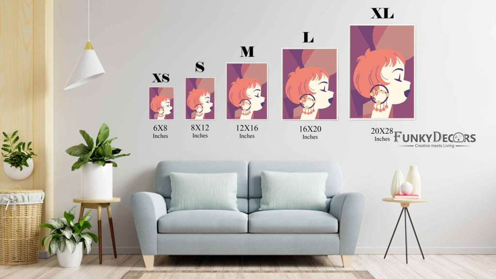 Danglers Love - Women Portrait Art Frame For Wall Decor- Funkydecors Posters Prints & Visual Artwork