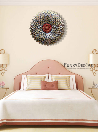 Decorative Flower Round Metal Wall Art With Led Light- Funkydecors