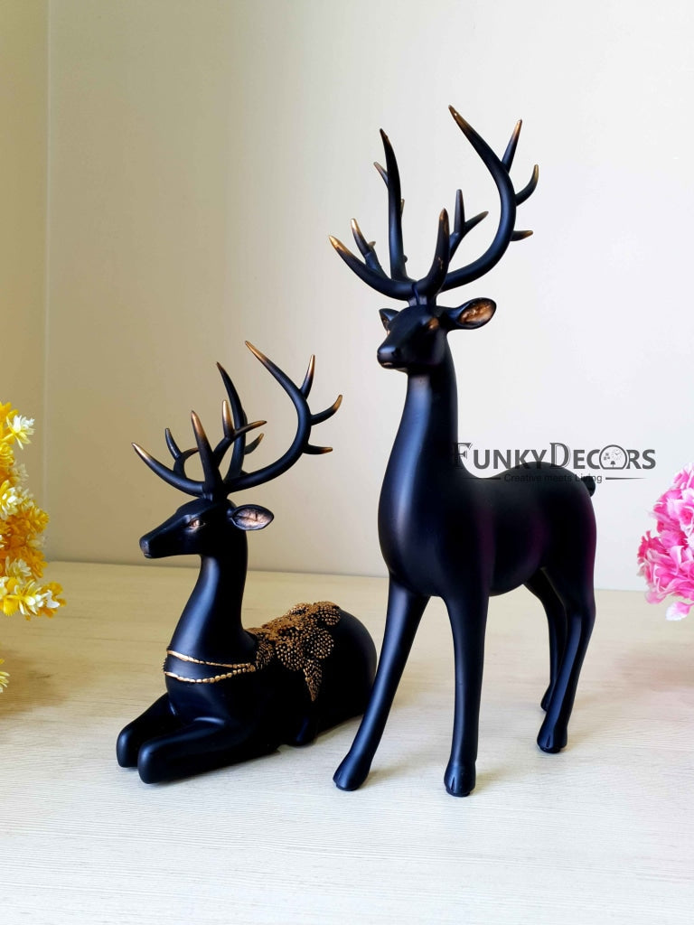 Deer Sculpture In Black Decorative Showpiece Animal Figurine- Funkydecors Figurines