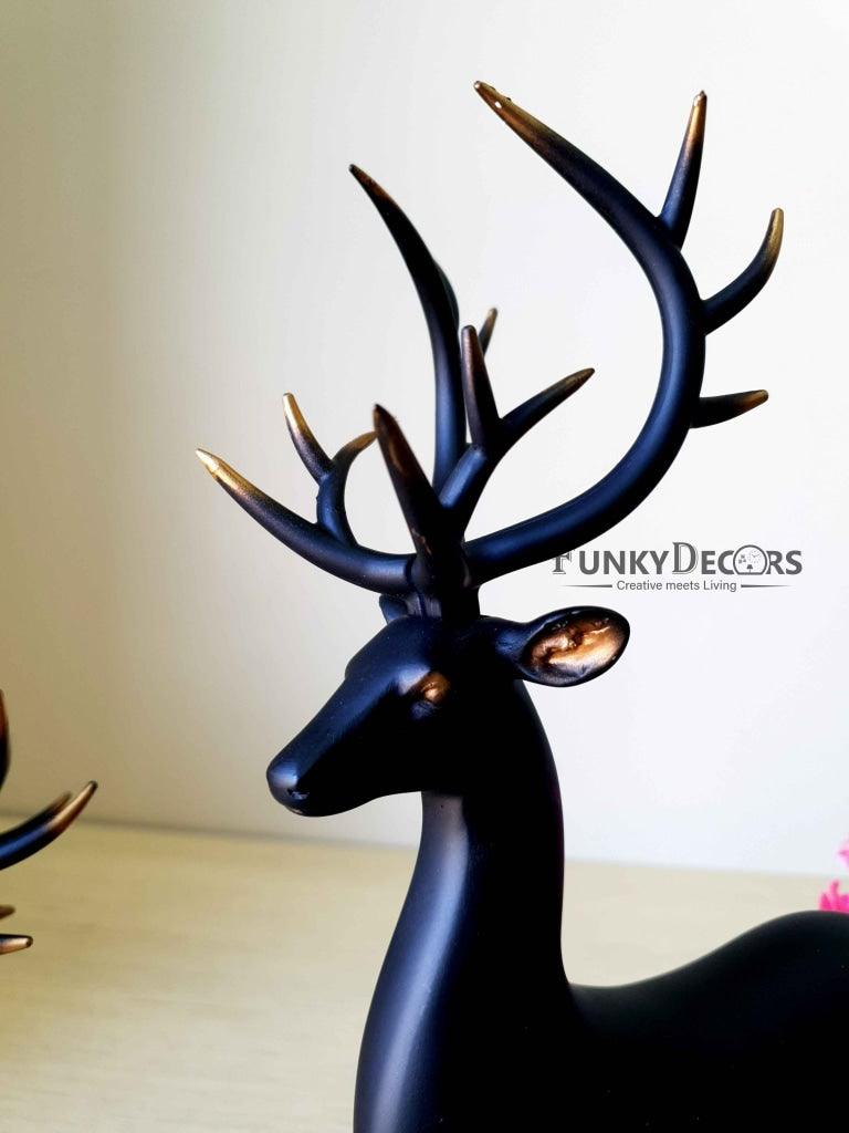 Deer Sculpture In Black Decorative Showpiece Animal Figurine- Funkydecors Figurines