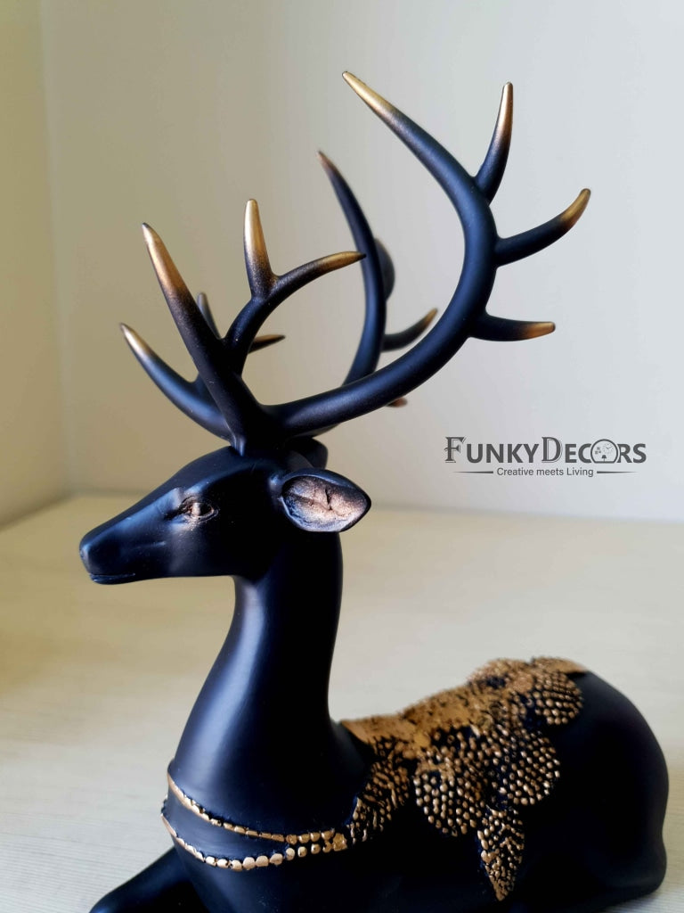 Deer Sculpture In Black Decorative Showpiece Animal Figurine- Funkydecors Figurines