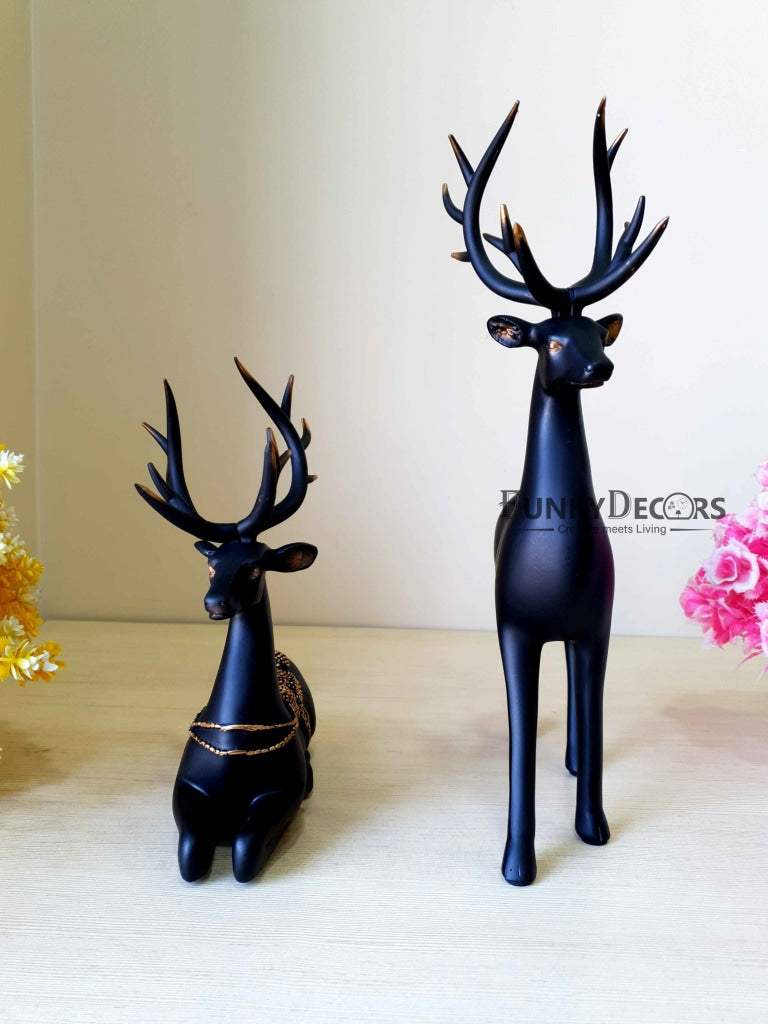 Deer Sculpture In Black Decorative Showpiece Animal Figurine- Funkydecors Figurines