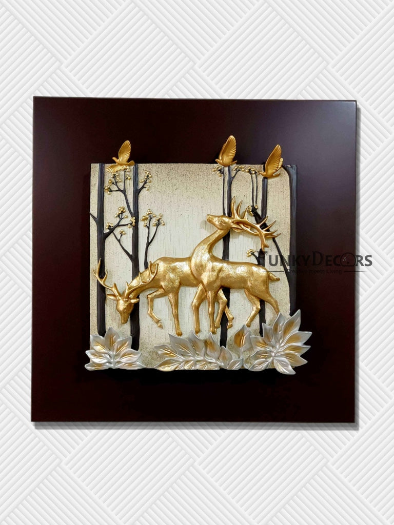 Deers Modern 3D Stone Carving Wall Art - Set Of 4