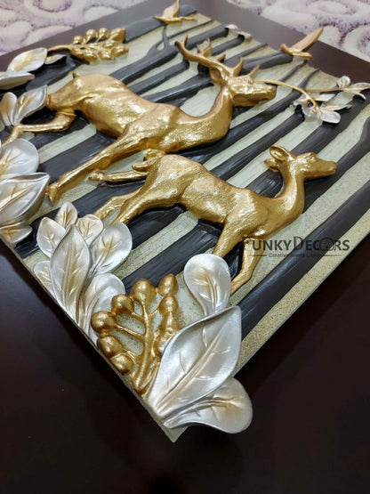 Deers Modern 3D Stone Carving Wall Art - Set Of 4