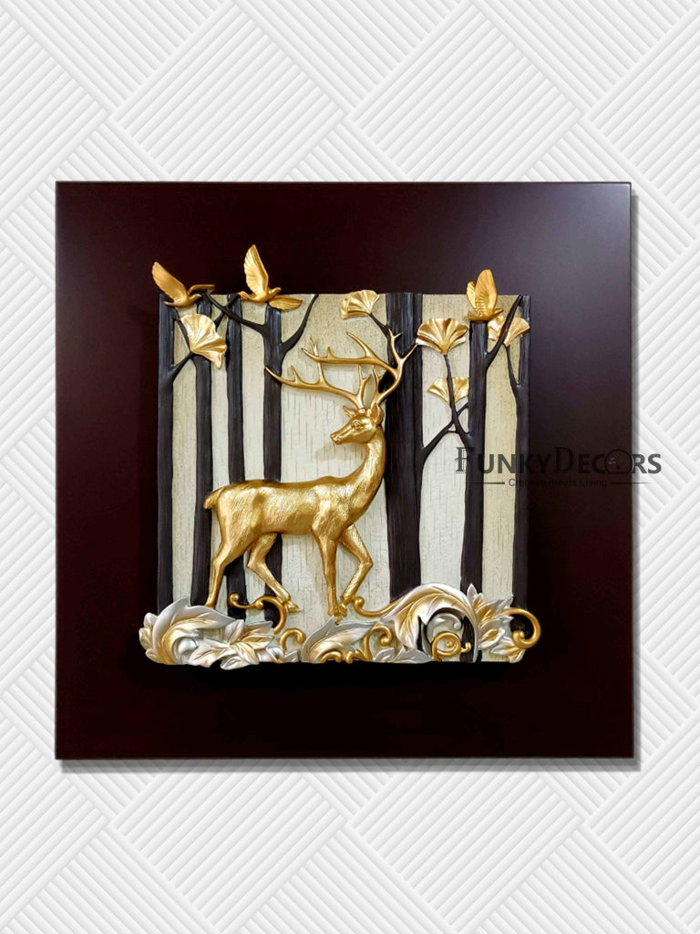 Deers Modern 3D Stone Carving Wall Art - Set Of 4