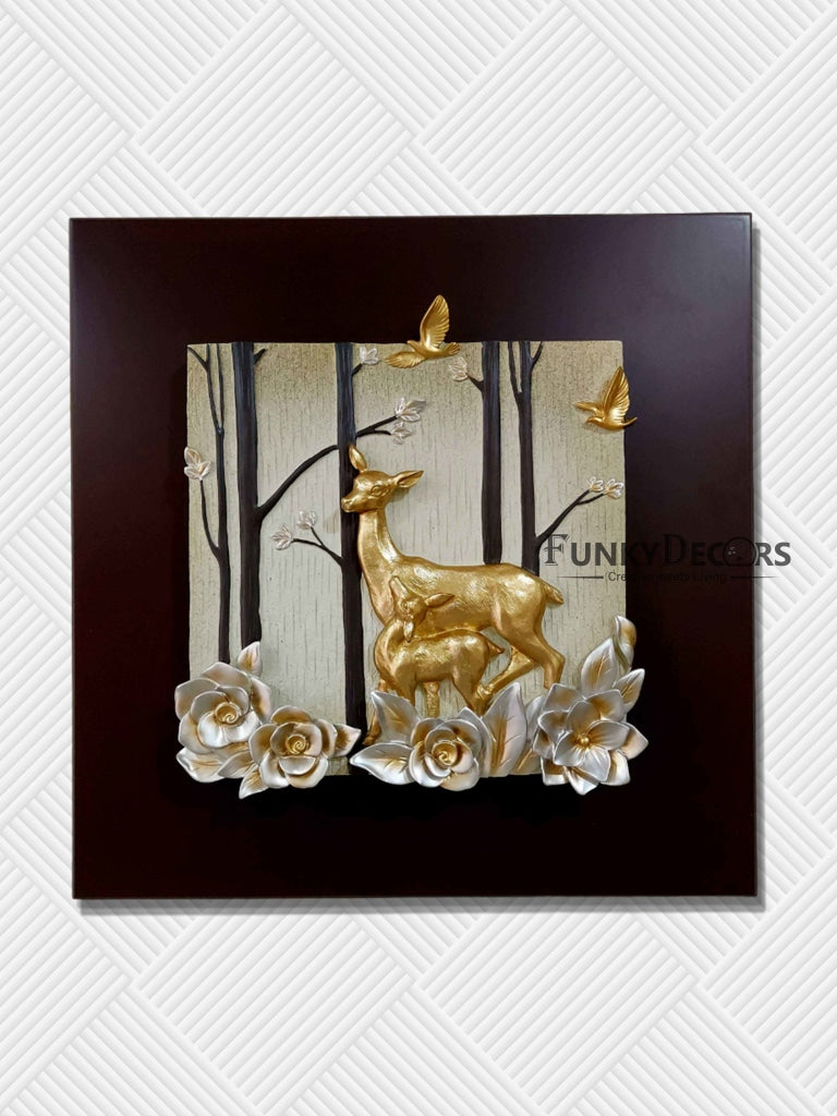 Deers Modern 3D Stone Carving Wall Art - Set Of 4