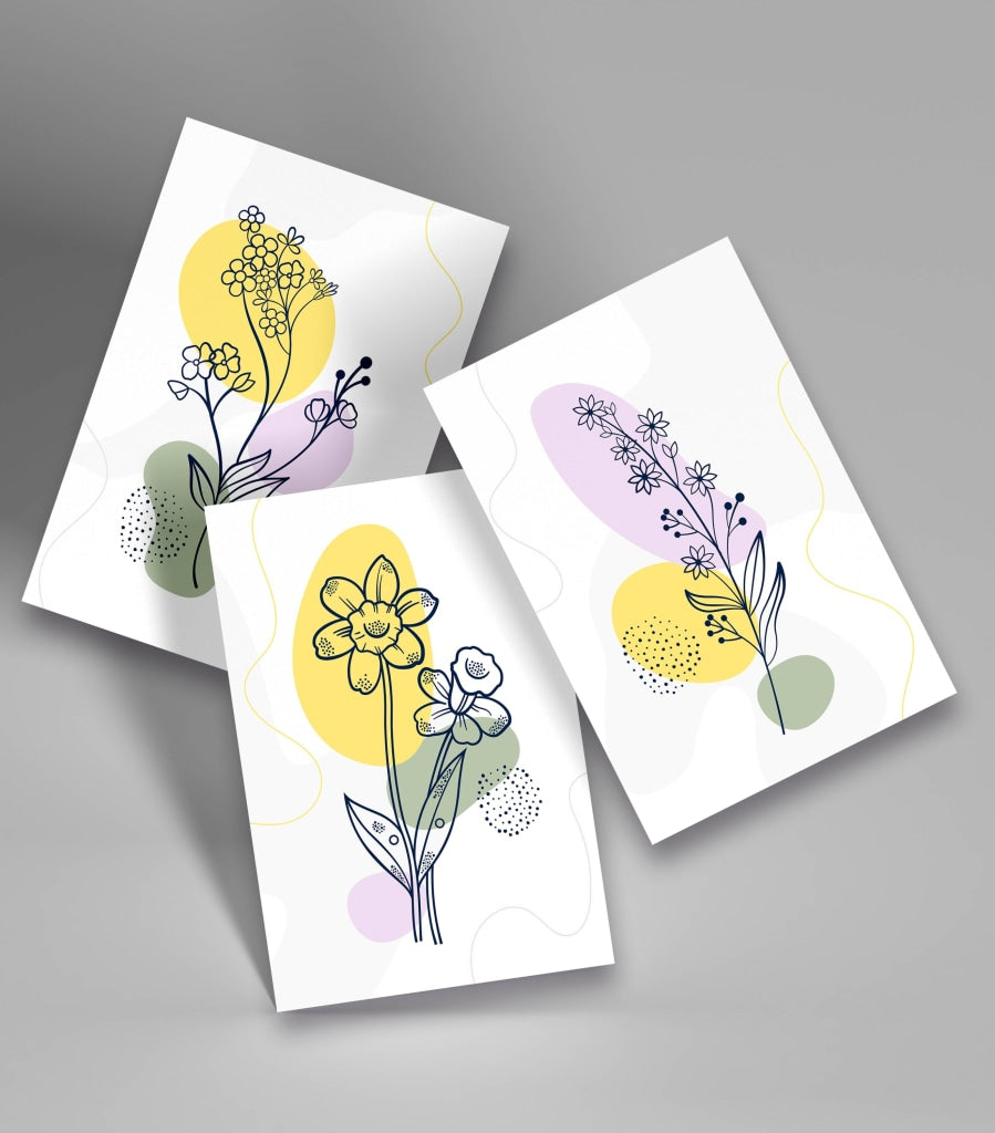 Delicate Floral 3 Panels Art Frame For Wall Decor- Funkydecors Xs / Roll Posters Prints &amp; Visual