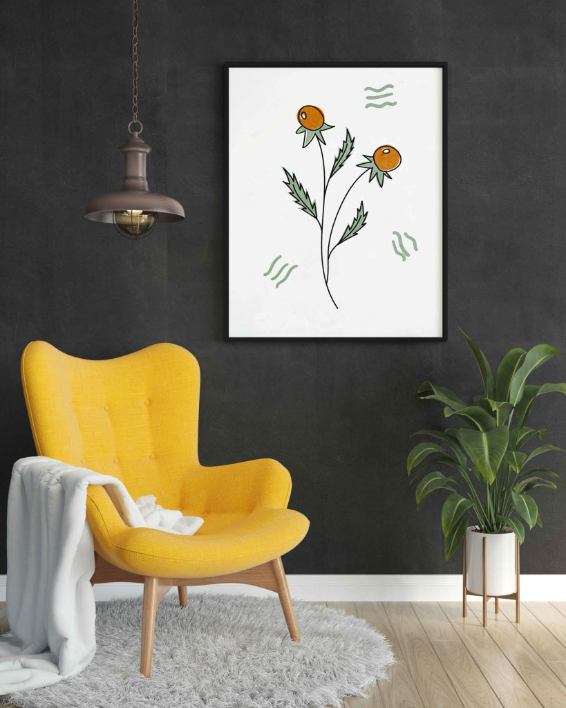 Delicate Floral Bud Art Frame For Wall Decor- Funkydecors Xs / Black Posters Prints &amp; Visual Artwork