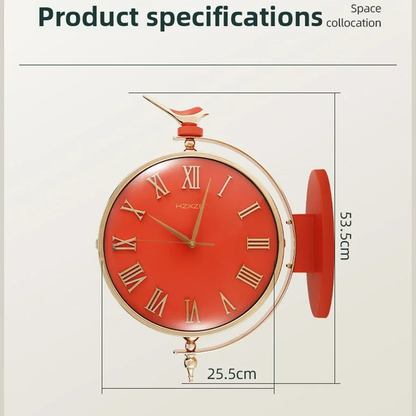 Luxury Silent Deer Wall Clock – Double-Sided | Green, White, Brown & Golden