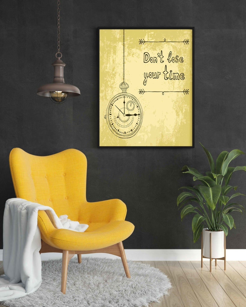 Dont Lose Your Time - Motivation Quotes Art Frame For Wall Decor- Funkydecors Xs / Black Posters