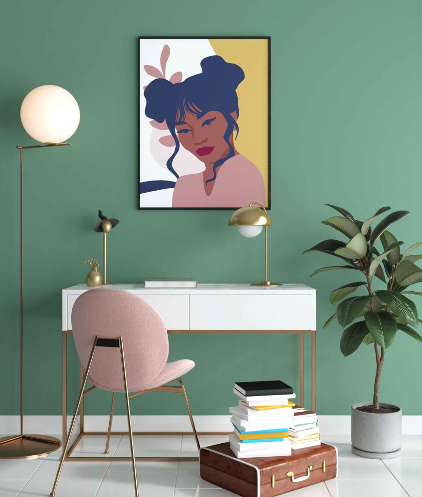 Double Bun Girl Portrait Art Frame For Wall Decor- Funkydecors Xs / Black Posters Prints & Visual