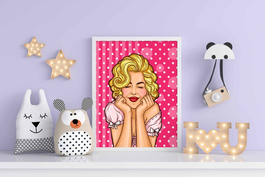 Dreamy Girl Pop Art Frame For Wall Decor- Funkydecors Xs / White Posters Prints &amp; Visual Artwork