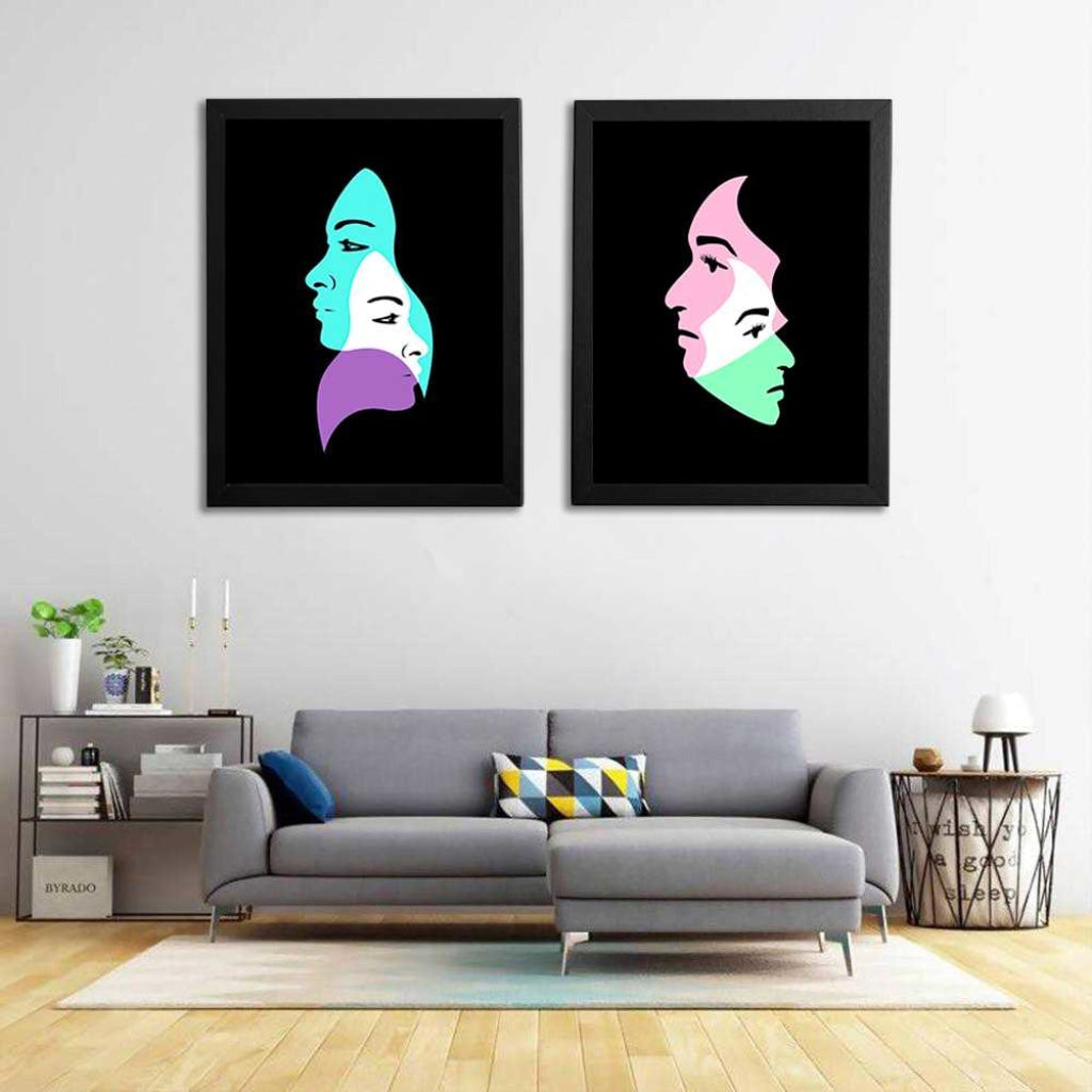 Dual Face - Minimal 2 Panels Art Frame For Wall Decor- Funkydecors Xs / Black Posters Prints &