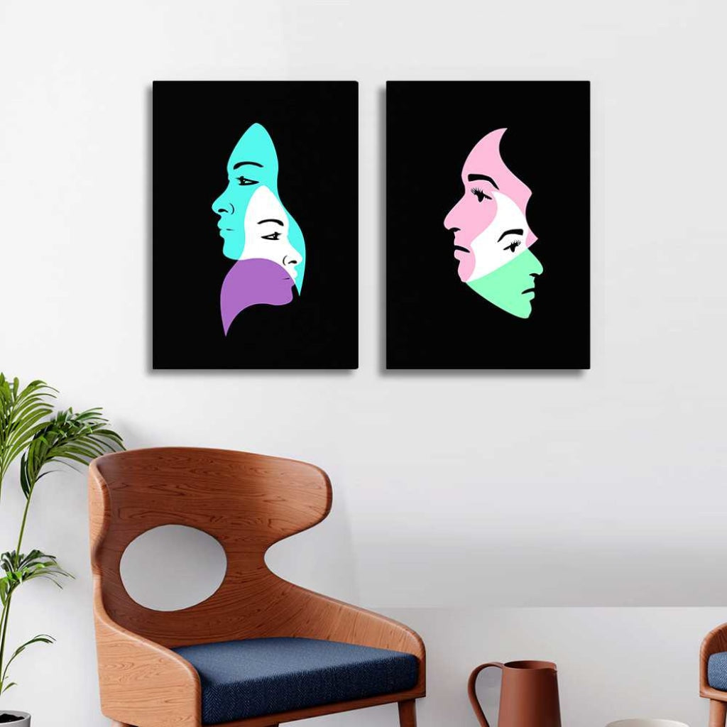 Dual Face - Minimal 2 Panels Art Frame For Wall Decor- Funkydecors Xs / Canvas Posters Prints &amp;