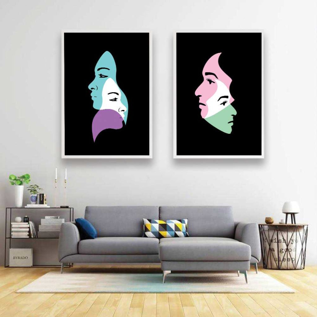 Dual Face - Minimal 2 Panels Art Frame For Wall Decor- Funkydecors Xs / White Posters Prints &amp;