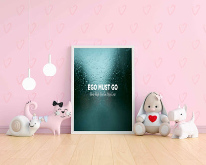 Ego Must Go - Motivation Quotes Art Frame For Wall Decor- Funkydecors Xs / White Posters Prints &