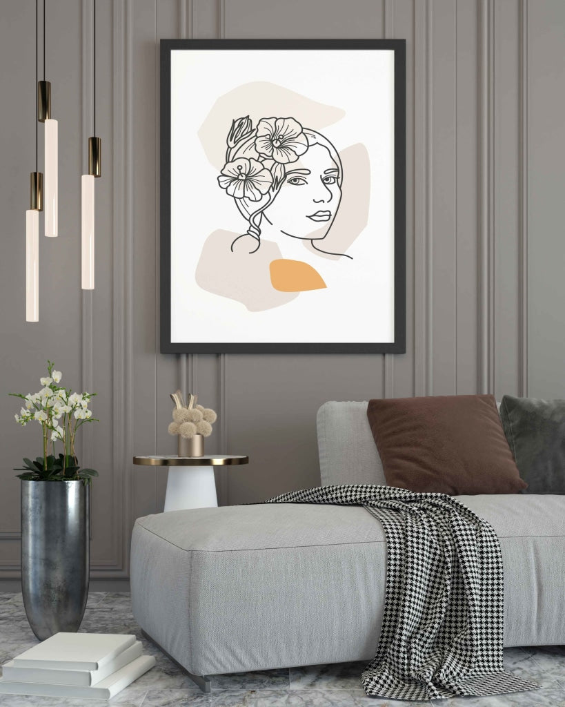Elegant Women Line Art Frame For Wall Decor- Funkydecors Xs / Black Posters Prints &amp; Visual Artwork