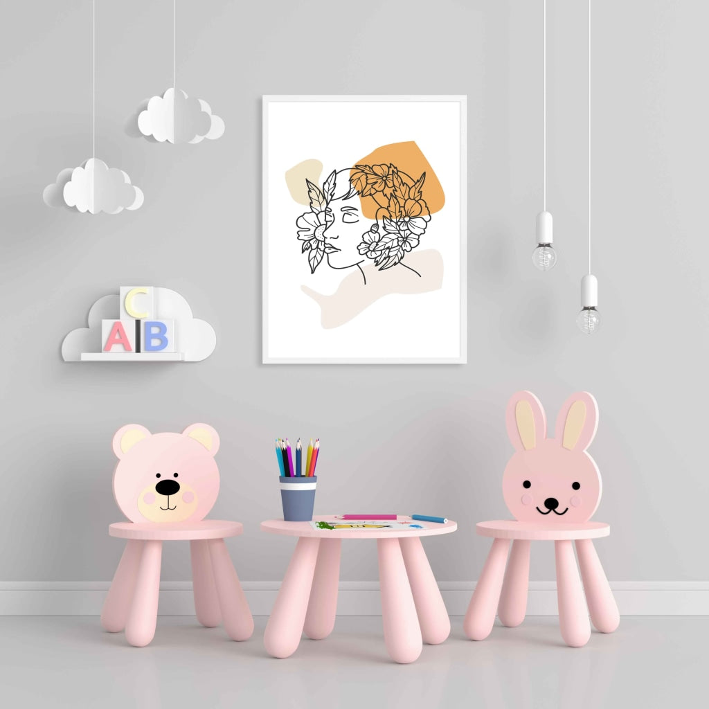 Elegant Women Line Art Frame For Wall Decor- Funkydecors Xs / White Posters Prints &amp; Visual Artwork