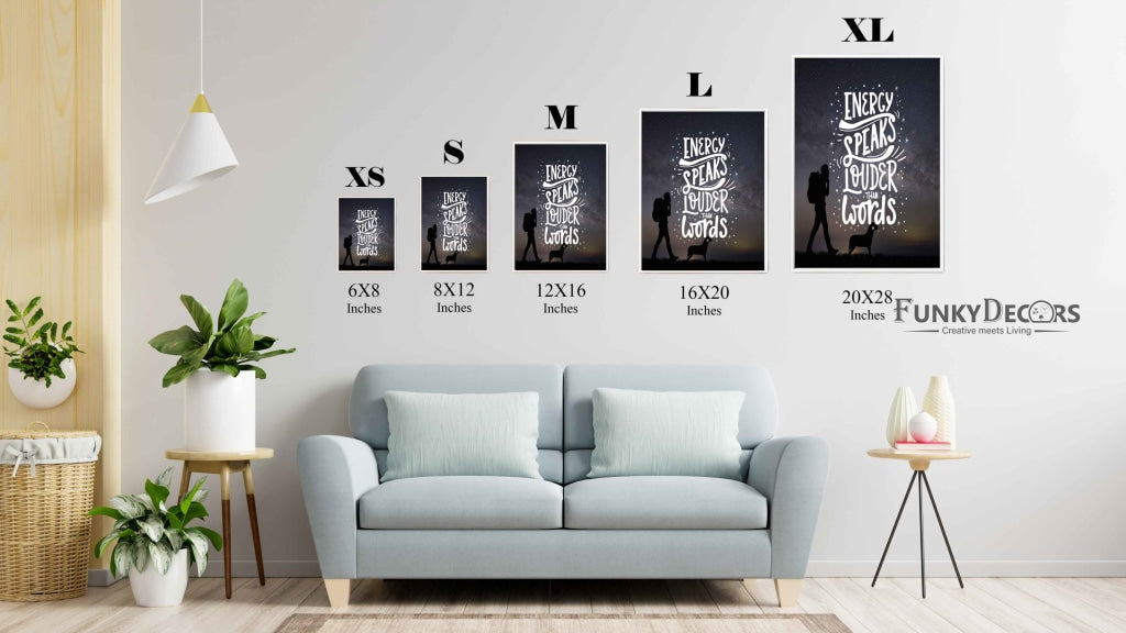 Energy Speaks Louder Than Words - Motivation Quotes Art Frame For Wall Decor- Funkydecors Posters