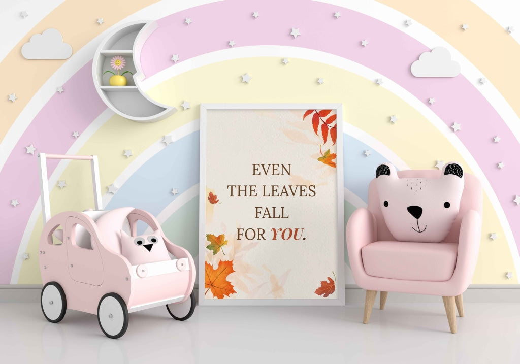 Even The Leaves Fall For You - Love Quotes Art Frame For Wall Decor- Funkydecors Xs / White Posters