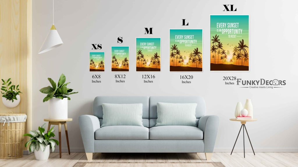 Every Sunset Is An Opportunity To Reset - Motivation Quotes Art Frame For Wall Decor- Funkydecors