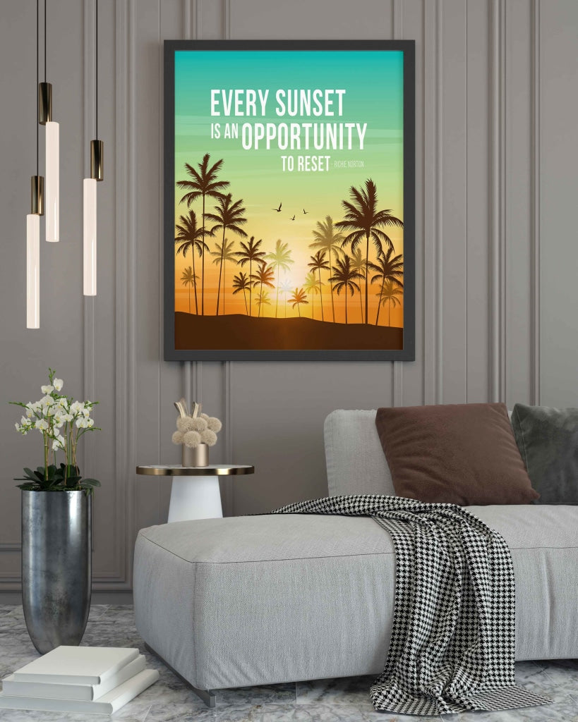 Every Sunset Is An Opportunity To Reset - Motivation Quotes Art Frame For Wall Decor- Funkydecors Xs