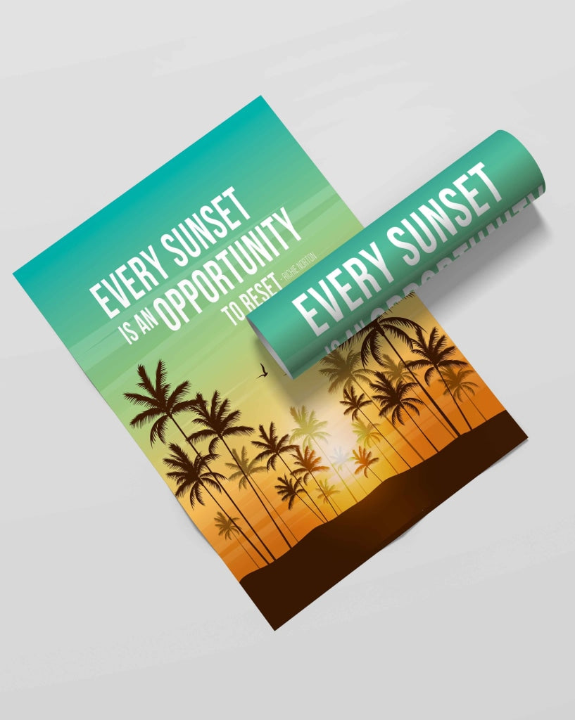 Every Sunset Is An Opportunity To Reset - Motivation Quotes Art Frame For Wall Decor- Funkydecors Xs