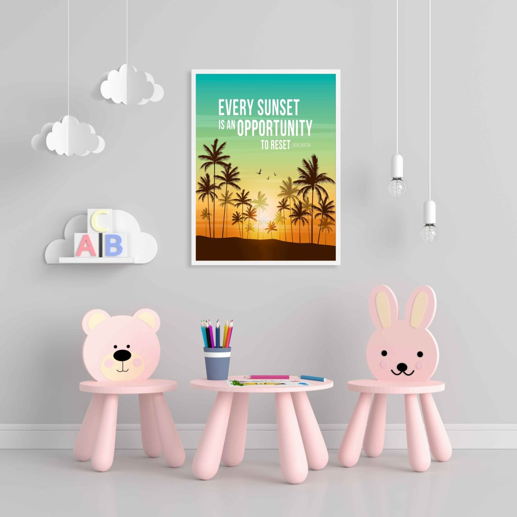 Every Sunset Is An Opportunity To Reset - Motivation Quotes Art Frame For Wall Decor- Funkydecors Xs