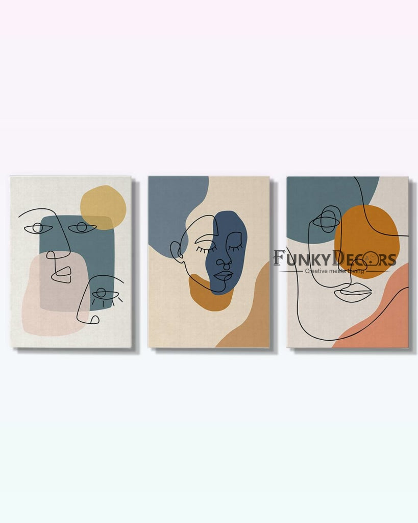 Face Line 3 Panels Art Frame For Wall Decor- Funkydecors Posters Prints &amp; Visual Artwork