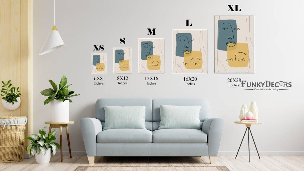 Face Line 3 Panels Art Frame For Wall Decor- Funkydecors Posters Prints & Visual Artwork