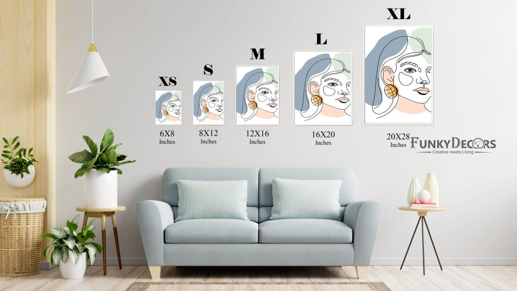 Face Line 3 Panels Art Frame For Wall Decor- Funkydecors Posters Prints & Visual Artwork