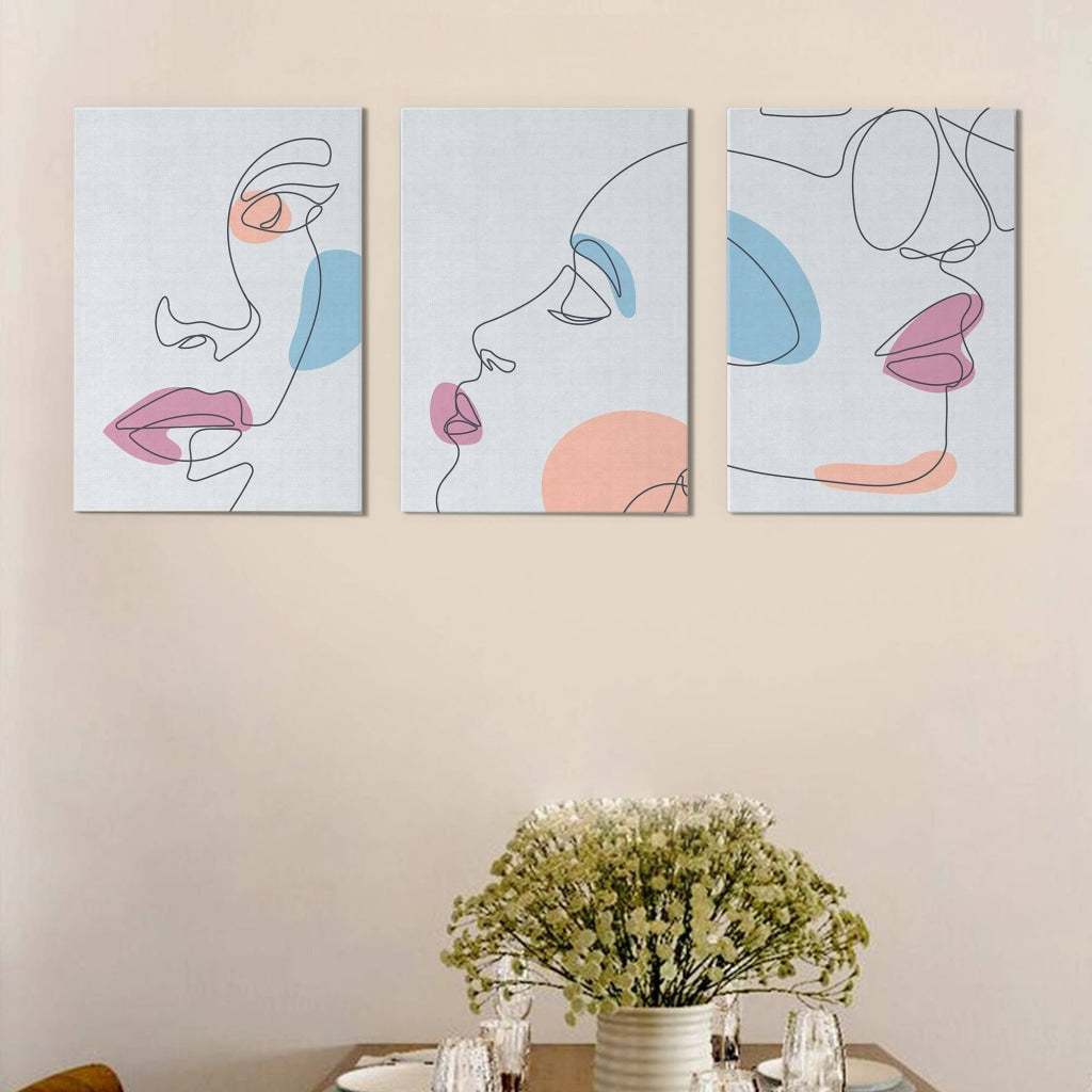 Face Line 3 Panels Art Frame For Wall Decor- Funkydecors Xs / Canvas Posters Prints &amp; Visual Artwork