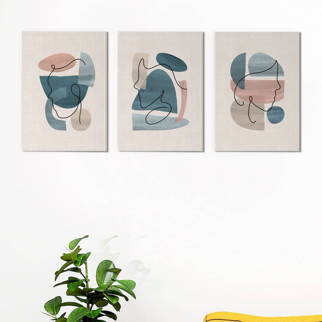 Face Line 3 Panels Art Frame For Wall Decor- Funkydecors Xs / Canvas Posters Prints &amp; Visual Artwork