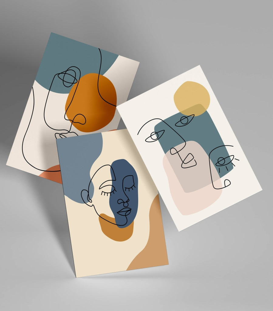 Face Line 3 Panels Art Frame For Wall Decor- Funkydecors Xs / Roll Posters Prints &amp; Visual Artwork
