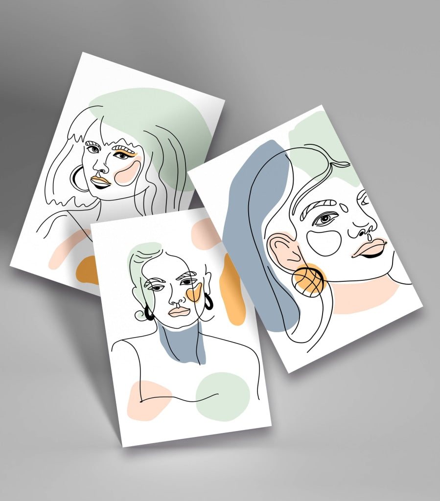 Face Line 3 Panels Art Frame For Wall Decor- Funkydecors Xs / Roll Posters Prints &amp; Visual Artwork