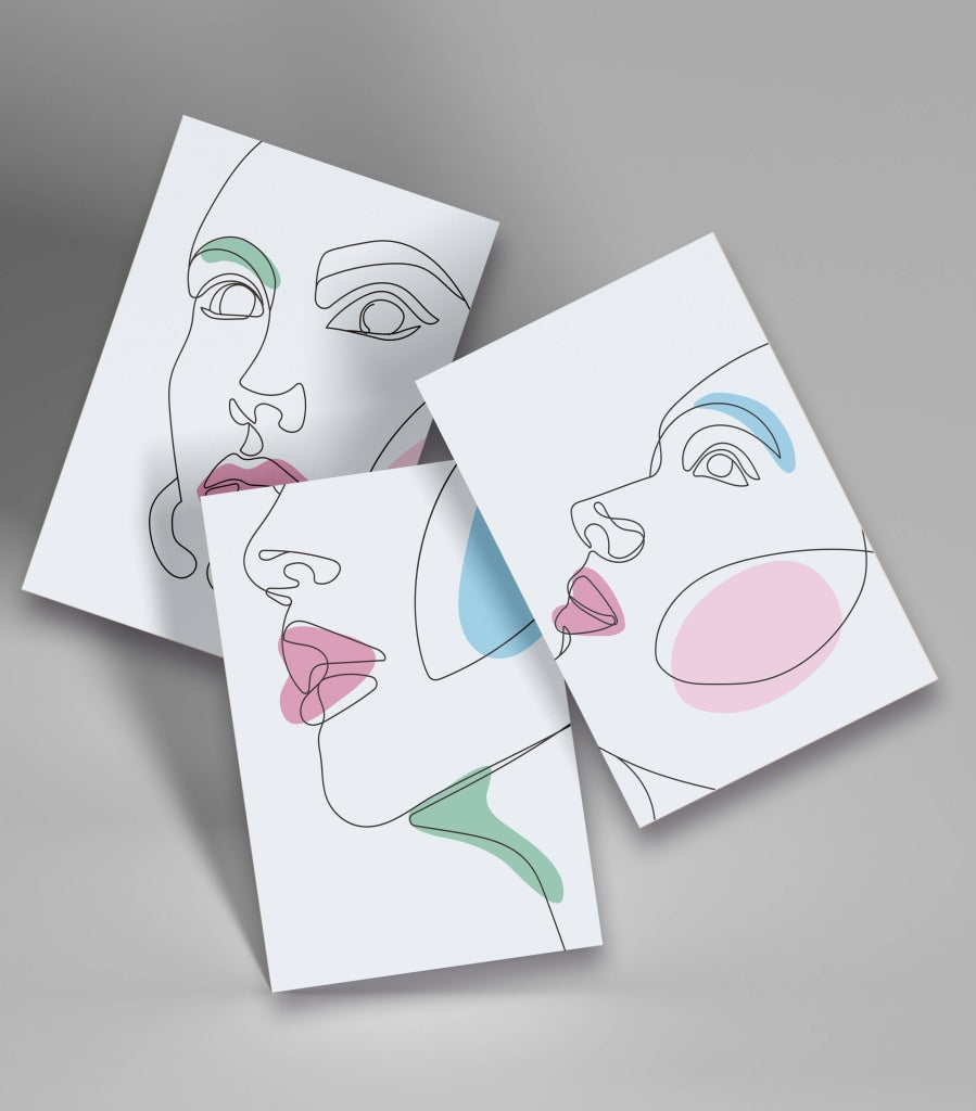 Face Line 3 Panels Art Frame For Wall Decor- Funkydecors Xs / Roll Posters Prints &amp; Visual Artwork