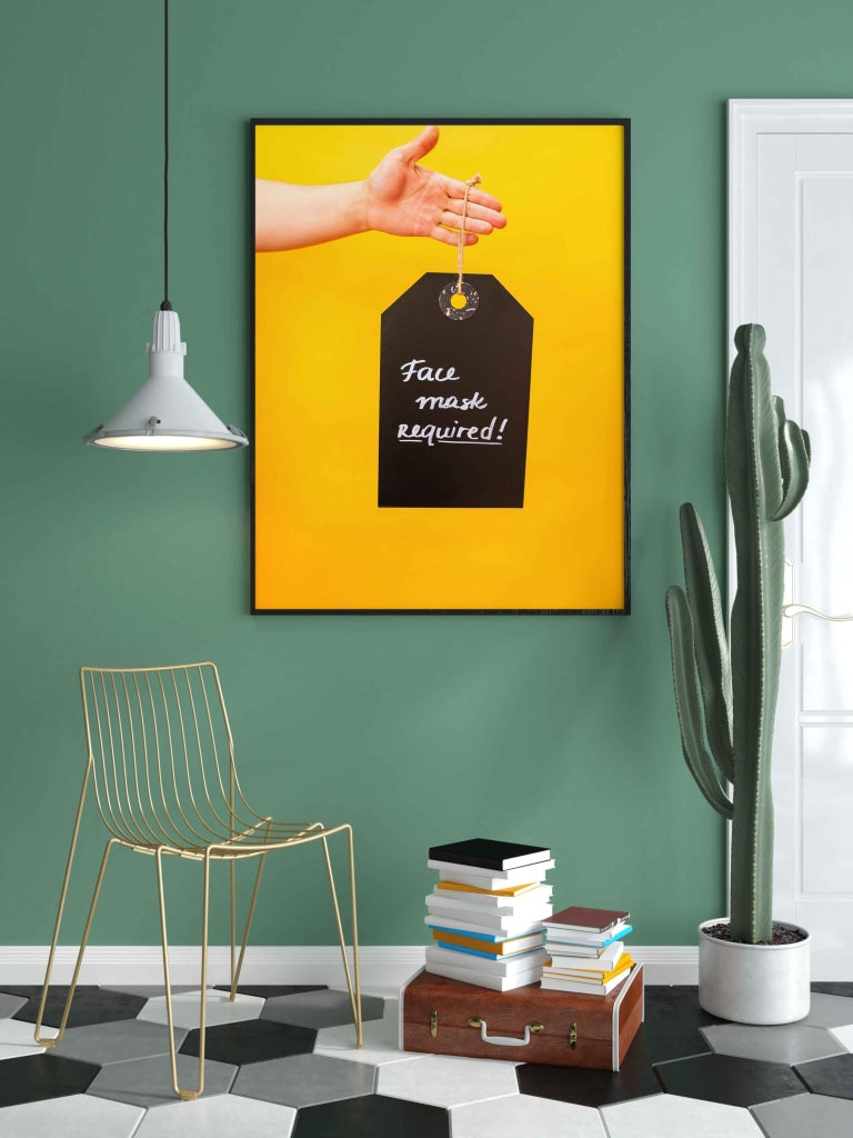 Face Mask Required - Business Art Frame For Wall Decor- Funkydecors Xs / Black Posters Prints &amp;