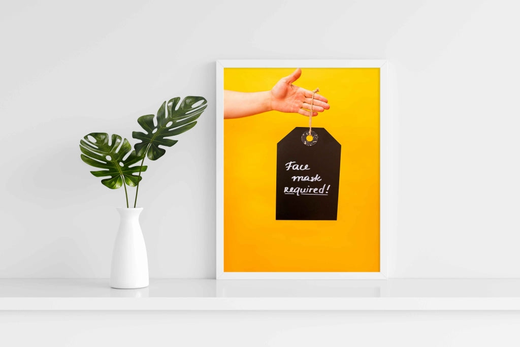 Face Mask Required - Business Art Frame For Wall Decor- Funkydecors Xs / White Posters Prints &amp;
