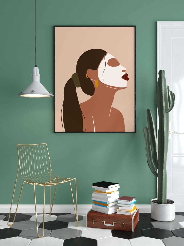 Face Mask Women Portrait Art Frame For Wall Decor- Funkydecors Xs / Black Posters Prints &amp; Visual