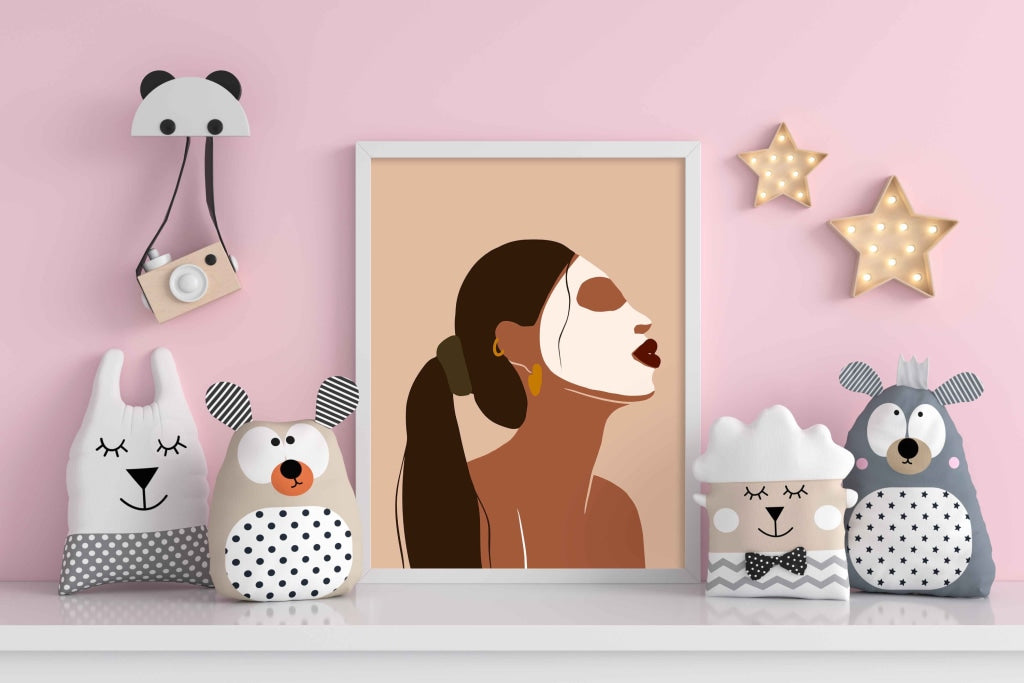 Face Mask Women Portrait Art Frame For Wall Decor- Funkydecors Xs / White Posters Prints &amp; Visual
