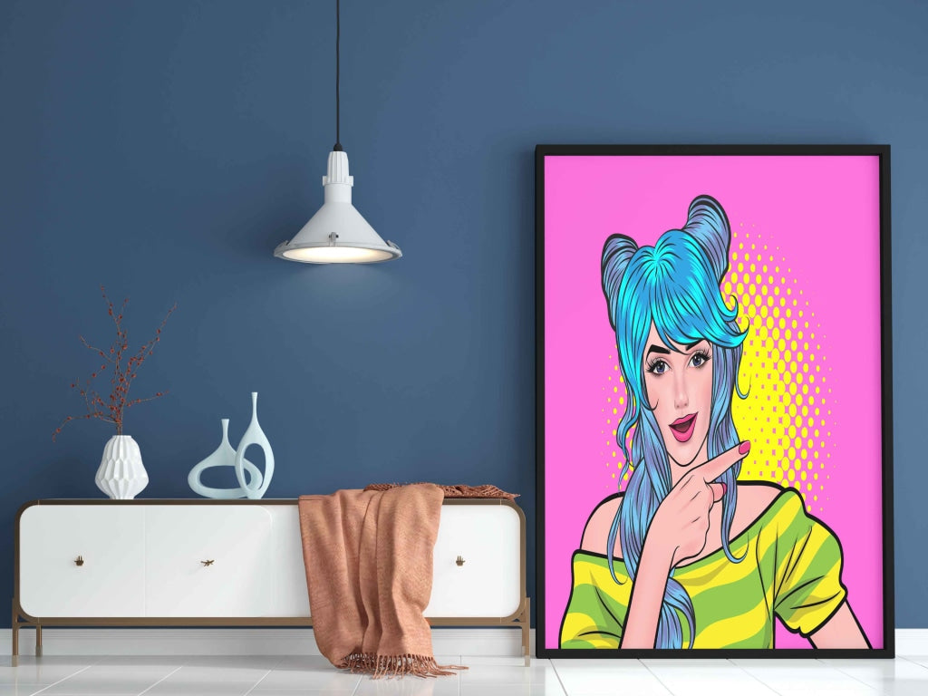 Fashionista Women Pop Art Frame For Wall Decor- Funkydecors Xs / Black Posters Prints & Visual