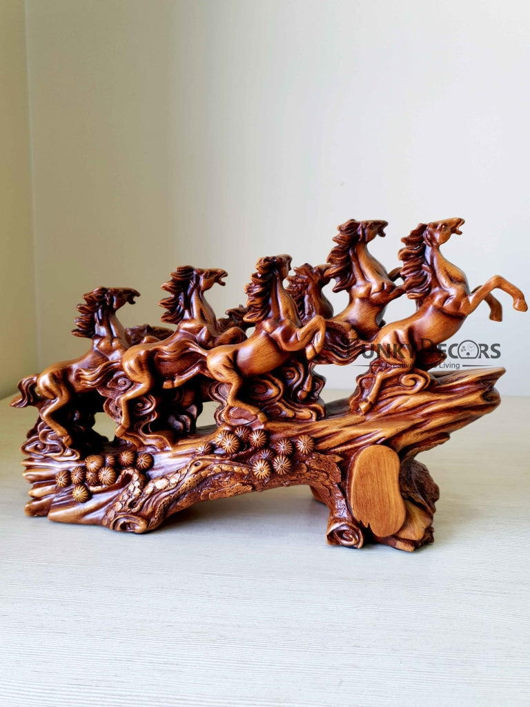 Feng Shui 8 Horses Sculpture In Brown Decorative Showpiece Animal Figurine- Funkydecors Figurines